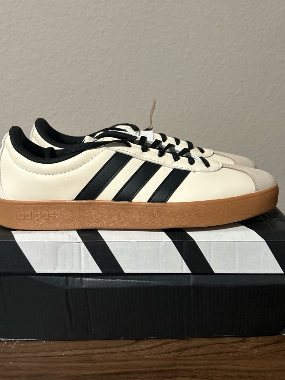 adidas Cream and Black Low-Top Sneakers with Gum Sole